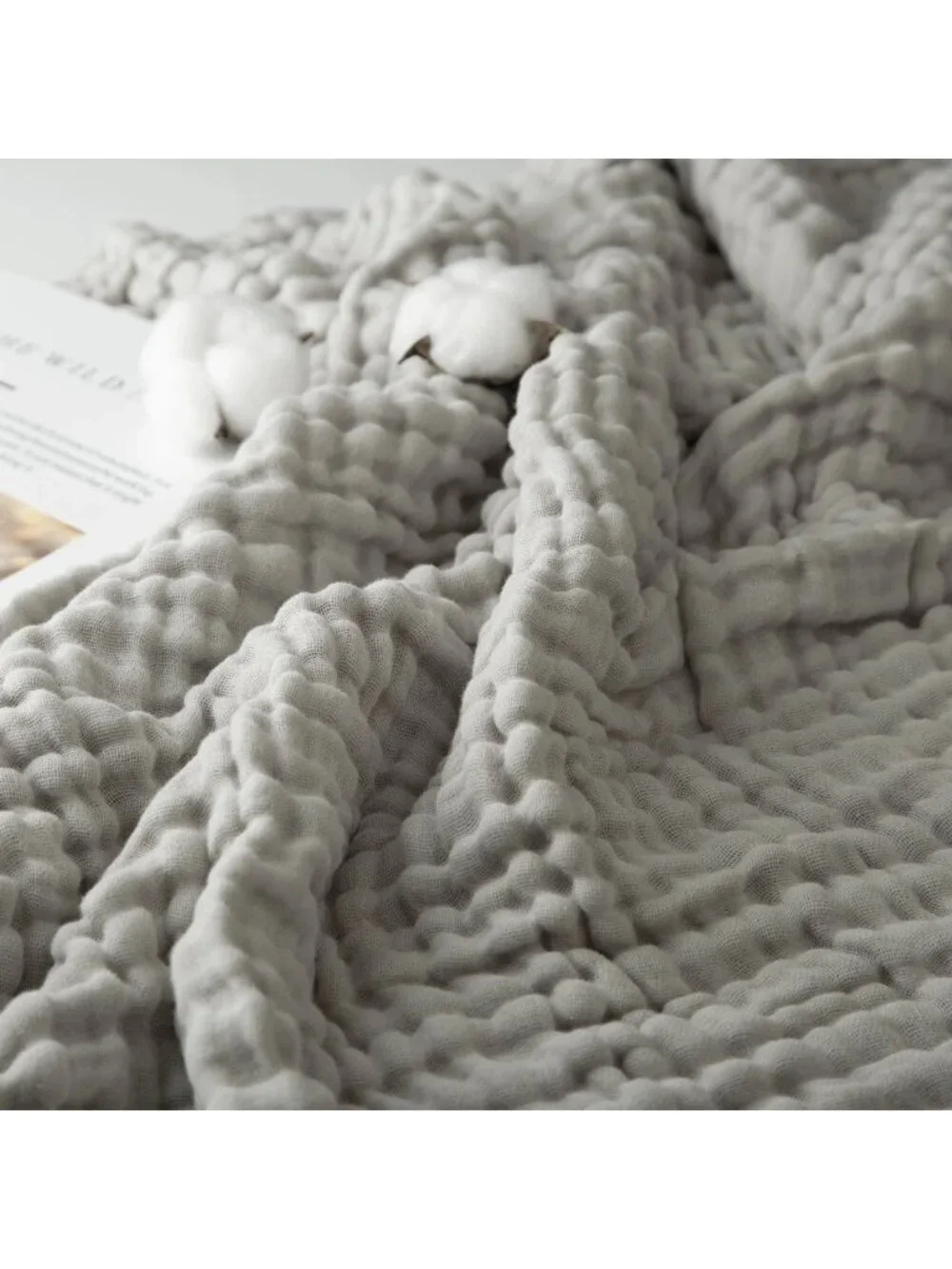 The Fleece Company Gray Muslin Cotton Blanket 53